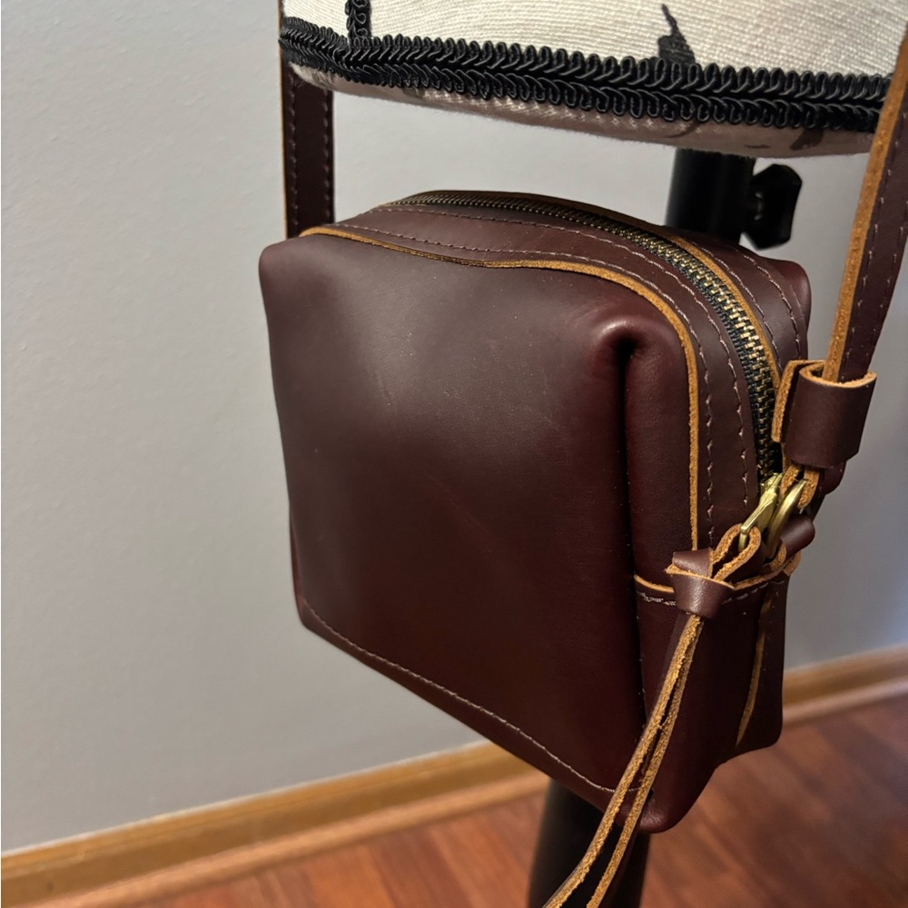 Portland Leather Brown Crossbody Bag with Gold Hardware